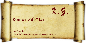 Komsa Zéta névjegykártya